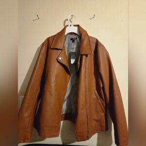 Womens Tan Faux Leather Jacket